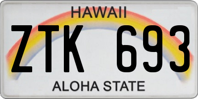 HI license plate ZTK693