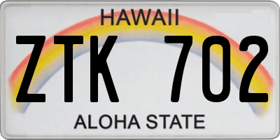 HI license plate ZTK702