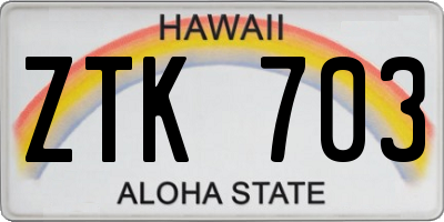 HI license plate ZTK703