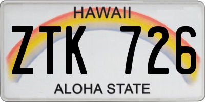 HI license plate ZTK726