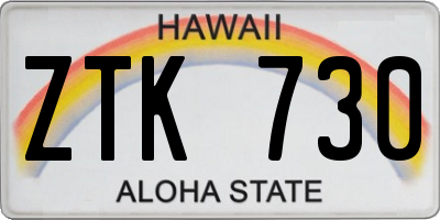 HI license plate ZTK730