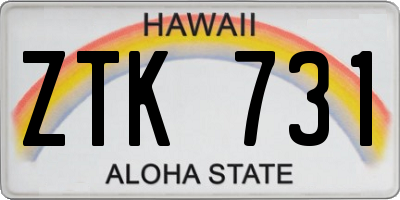 HI license plate ZTK731