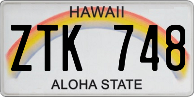 HI license plate ZTK748