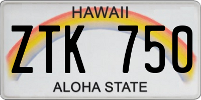 HI license plate ZTK750