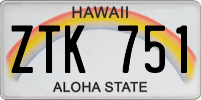 HI license plate ZTK751
