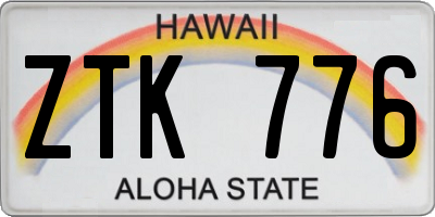 HI license plate ZTK776