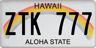 HI license plate ZTK777