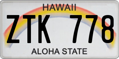 HI license plate ZTK778