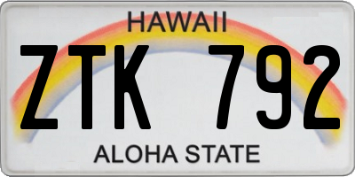 HI license plate ZTK792