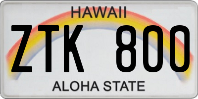HI license plate ZTK800
