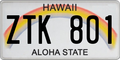 HI license plate ZTK801