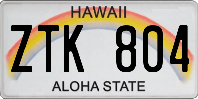 HI license plate ZTK804