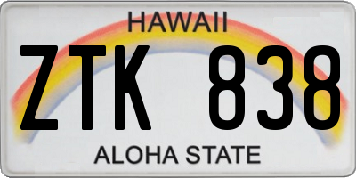 HI license plate ZTK838