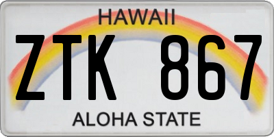 HI license plate ZTK867