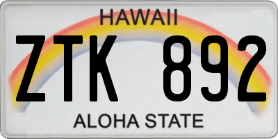 HI license plate ZTK892