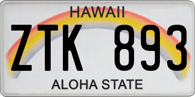 HI license plate ZTK893