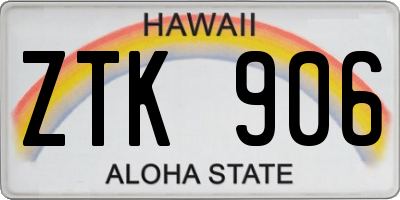 HI license plate ZTK906