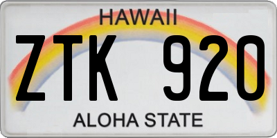 HI license plate ZTK920