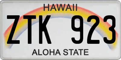 HI license plate ZTK923