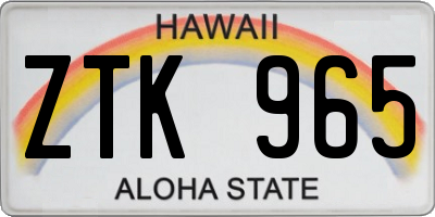 HI license plate ZTK965