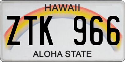 HI license plate ZTK966