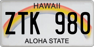 HI license plate ZTK980