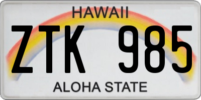 HI license plate ZTK985