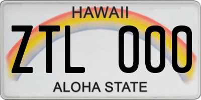 HI license plate ZTL000