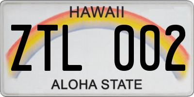 HI license plate ZTL002