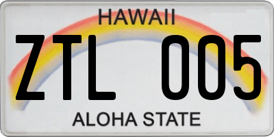 HI license plate ZTL005