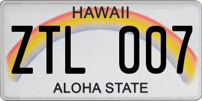 HI license plate ZTL007