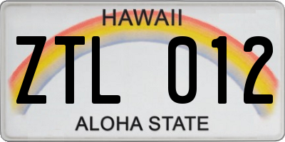 HI license plate ZTL012