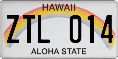 HI license plate ZTL014