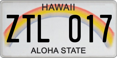 HI license plate ZTL017