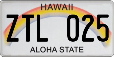 HI license plate ZTL025