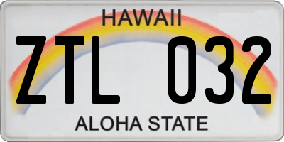 HI license plate ZTL032