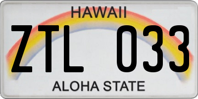 HI license plate ZTL033