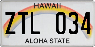 HI license plate ZTL034