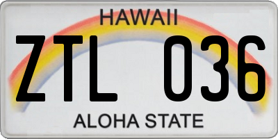 HI license plate ZTL036