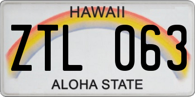 HI license plate ZTL063
