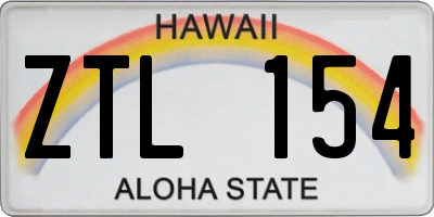 HI license plate ZTL154