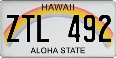 HI license plate ZTL492
