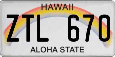 HI license plate ZTL670