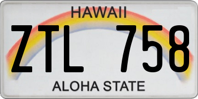 HI license plate ZTL758