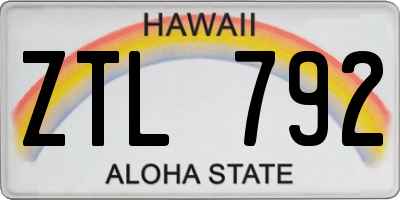 HI license plate ZTL792