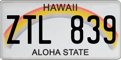 HI license plate ZTL839