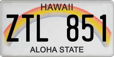HI license plate ZTL851