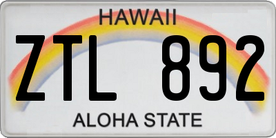 HI license plate ZTL892