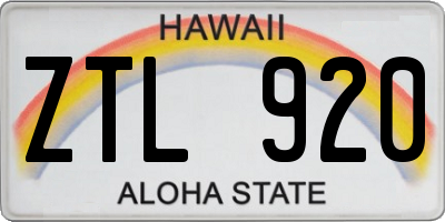 HI license plate ZTL920