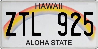HI license plate ZTL925
